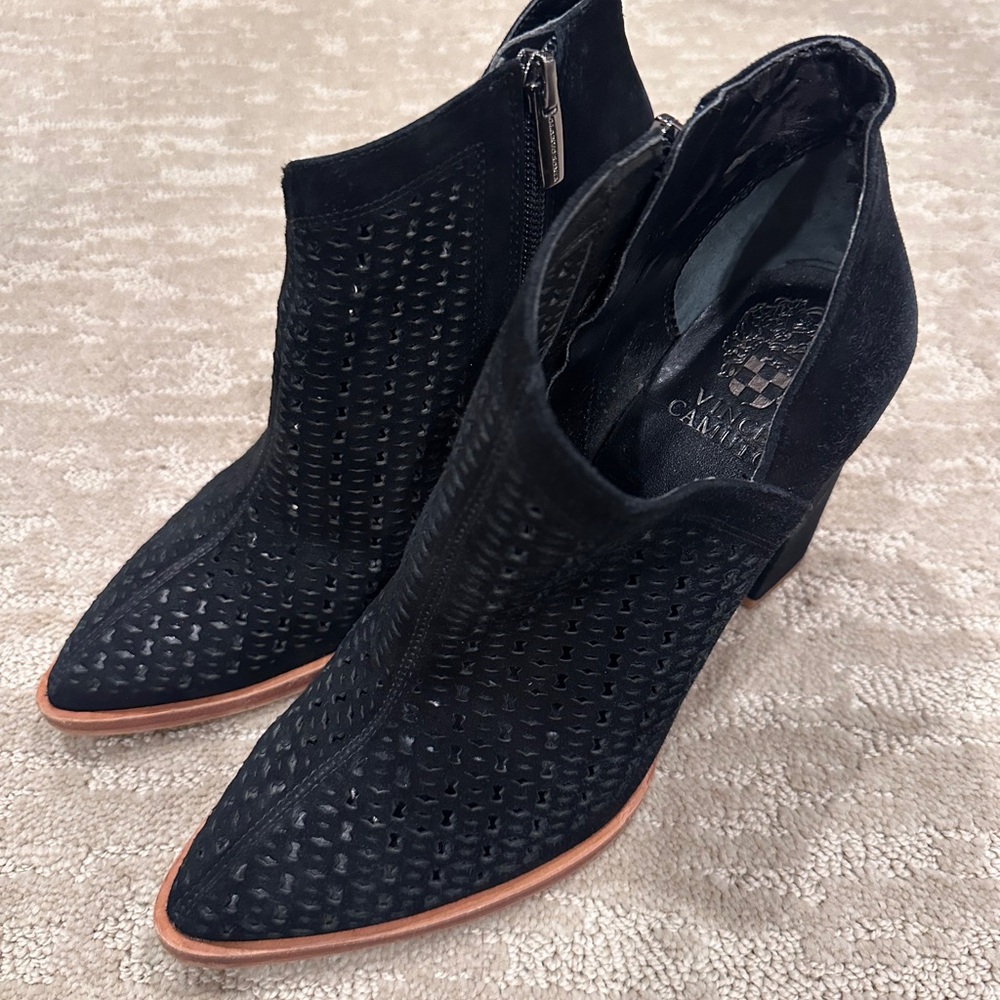Vince Camuto Black Perforated Ankle Booties